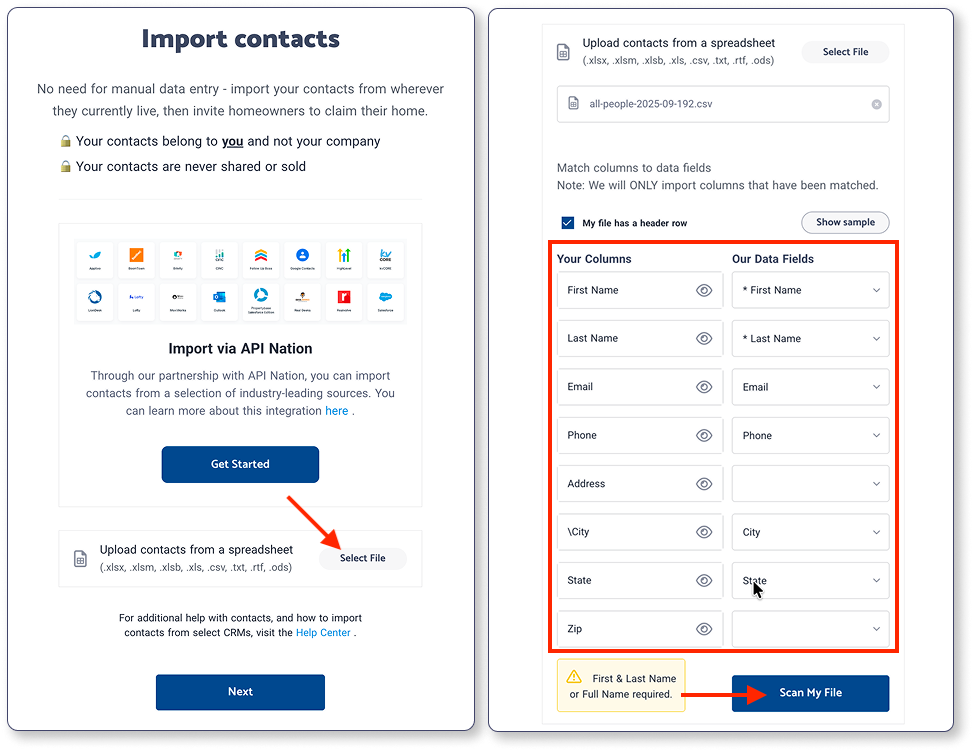 Import contacts